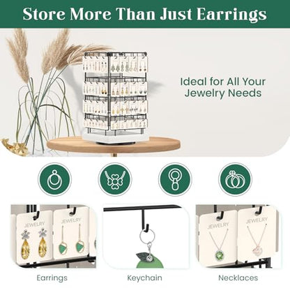 EsLuker.ly Rotating Earring Display Holder Stand for Vendors Selling, White - color: White+Black
