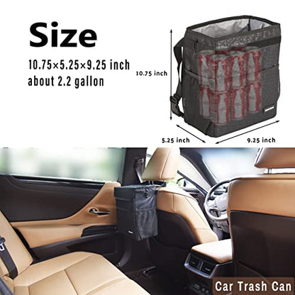 SIBOFUEGO Cute Car Trash Can with Lid, Collapsible, Leak-Proof, 2 Gallon - color: Black Leopard, size: 2 Gallons