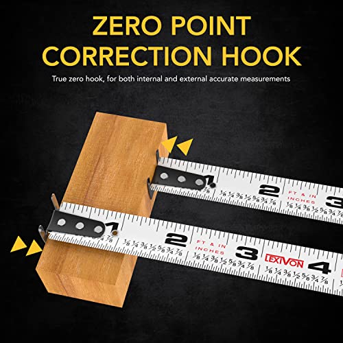 LEXIVON [3-Pack] 25Ft/7.5m AutoLock Tape Measure | 1-Inch Wide Blade with Nylon Coating, Matte Finish White & Yellow Dual Sided Rule Print | Ft/Inch/Fractions/Metric (LX-205X3) - size: 25 ft 3-Pack