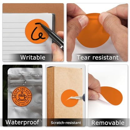 Orange Round Stickers 2 Inch Waterproof Vinyl Coding Labels 200 PCS - color: Orange