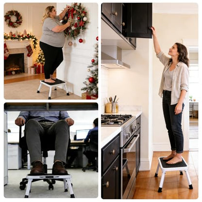 Simple Deluxe Step Stools Foldable, Heavy Duty Foot Stool with Non-Slip Paltform & Feet, Folding Step Ladder for Adults or Kids in Kitchen, Home, 330 Lbs Capacity