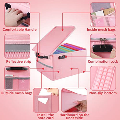 TOMKID Fireproof File Cabinet with Lock, Fireproof Document Organizer Collapsible File Box Filing Cabinet with Handle for Letter Legal Folder Certifications - color: Pink