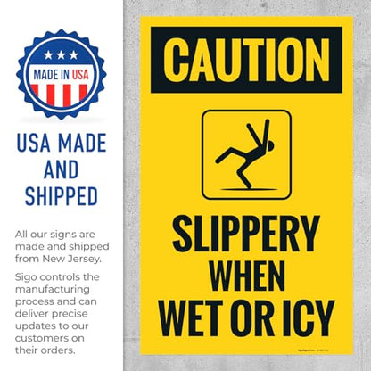 Caution Slippery When Wet Or ICY Sidewalk Sign Kit, (SI-76037) - size: 10x16 Inches, style: 2 Pack - Replacement Panels