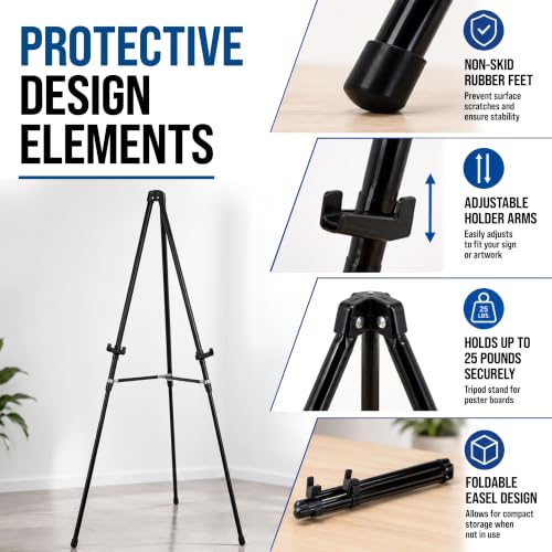 U.S. Art Supply 66" High Black Metal Display Art Easel (10 Pack) - Large