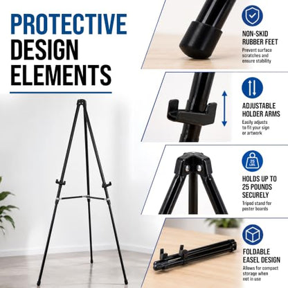 U.S. Art Supply 66" High Black Metal Display Art Easel (10 Pack) - Large