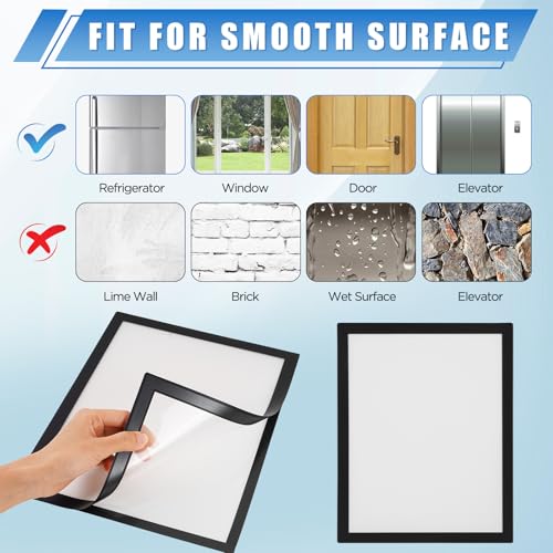 12 Pack Magnetic Sign Holder 8.5 x 11 inches with Magnetic Border - color: 12 Pack Black, size: 8.5 x 11