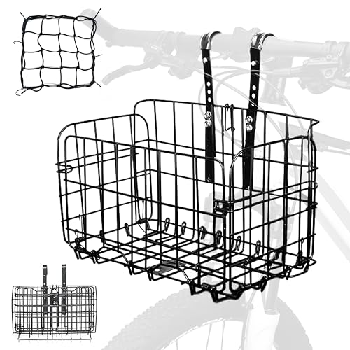Front Bike Basket, Folding Removable Adjustable Bike Basket