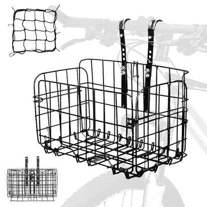 Front Bike Basket, Folding Removable Adjustable Bike Basket