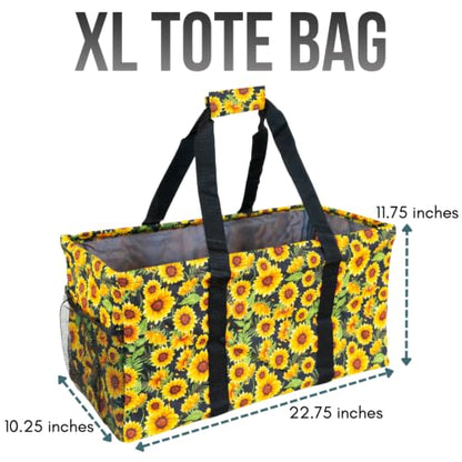 Extra Large Utility Tote Bag - Oversized Collapsible Beach Bag - Sunflower - color: Sunflower