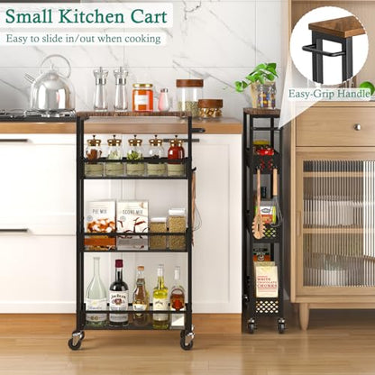 XYZLVSI Utility Slim Storage Cart on Wheels, 4 Tier Laundry Room Organizers - size: 16.7"Dx5.0"Wx34"H