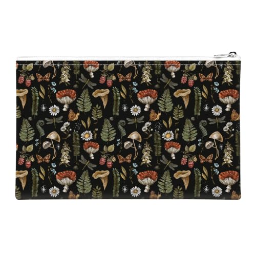 Money Bag with Zipper, Cute PU Leather Cash Bags, Portable Bank Bag Money Pouch for Cash, Coins, Checks, Receipts, Invoices Cosmetics Tools, Deposit Bag for Office Travel, Mushroom - color: Mushroom