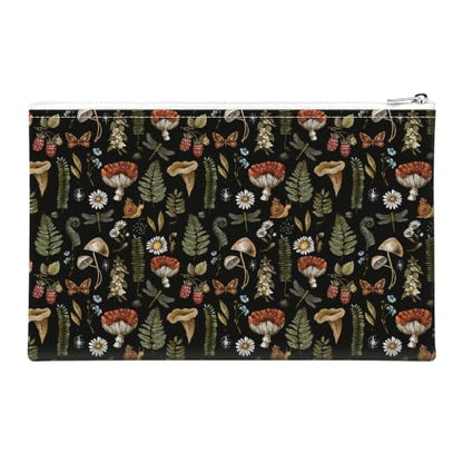 Money Bag with Zipper, Cute PU Leather Cash Bags, Portable Bank Bag Money Pouch for Cash, Coins, Checks, Receipts, Invoices Cosmetics Tools, Deposit Bag for Office Travel, Mushroom - color: Mushroom
