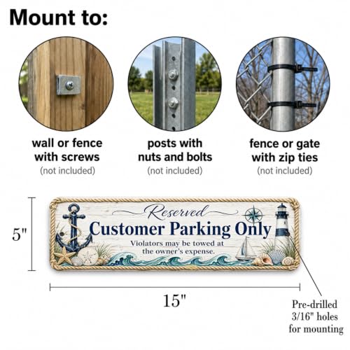 Customer Parking Only Coastal Business Sign - style: Customer Parking Only