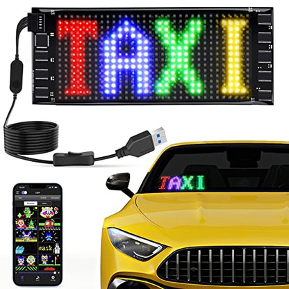 KJOY Mini LED Car Signs, 6.7''x2.76'' Flexible USB 5V LED Digital Sign Bluetooth Application Control DIY Programmable Scrolling led Sign for Car Party Wedding Festival - size: 7"x3"-1PCS