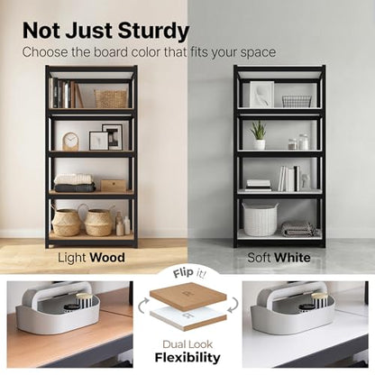 HOMEDANT House Black 36.2" W 5 Tier Storage Shelves Garage Shelving Unit - color: Black, size: 36.2"W x 16.5"D