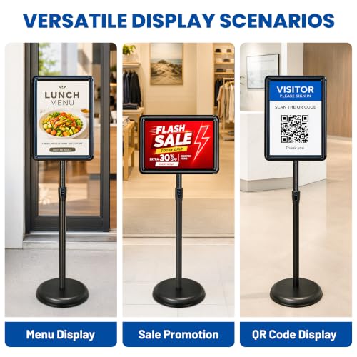 3Pack 8.5x11 Sign Holder Stand,Adjustable Floor Standing Sign Holder - color: Black, size: 8.5"x11"-3Pack