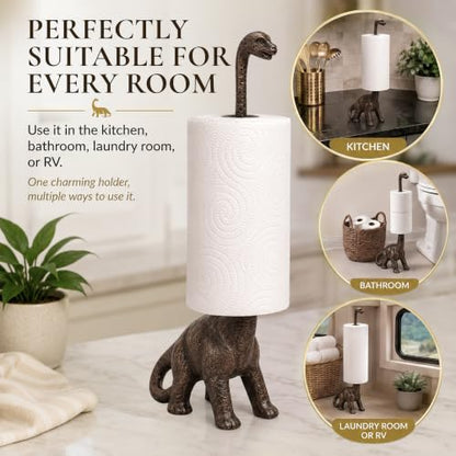 Wallcharmers Rustic Dino Paper Towel Holder & Metal Toilet Paper Stand - color: Rustic Dino