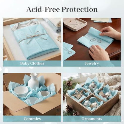 Koogel 330 Sheets Light Blue Tissue Paper, 14 X 10 inches - color: Light Blue