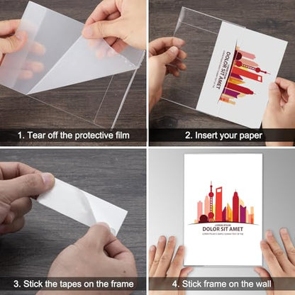 20 Pcs 5"×7" Acrylic Sign Holder Wall Mount, Vertical, No Drilling Clear Wall Frame, Door Sign Holder with Adhesive Tape, for Offices Shop,Homes, Restaurants, Photo, Picture, Events, Meeting - size: 20 Pcs- 5"×7"