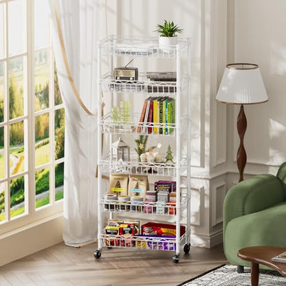 SINGAYE 6 Tier Shelf Wire Shelving Adjustable Storage Shelves Basket Rack - color: White, size: 6-Tier[17"Dx12"Wx63"H]