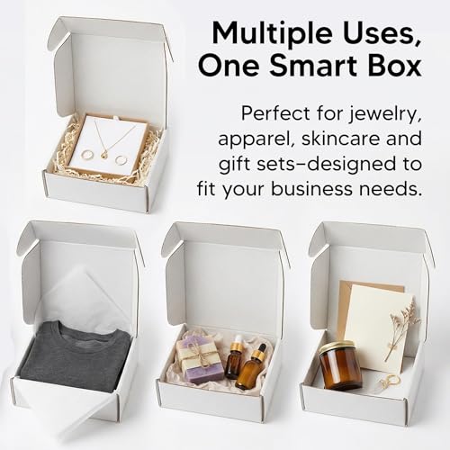 Mailer Boxes Bulk Sale 50 PCS – Shipping Cartons for Small Business - 9x9x4 - White/White - 50 Pack - size: 9x9x4