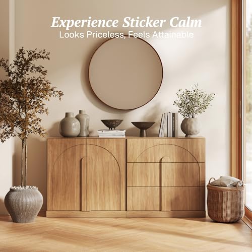 BELLEZE Bijou 2-Piece Modular Sideboard Buffet Cabinet - Camel - color: Bijou Camel Bc