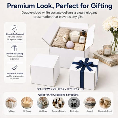 9x9x9 White Shipping Boxes, 25 Pack - size: 9x9x9 Inch