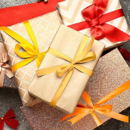 Gold Satin Ribbon - 3/8 Inch, 25 Yds - Perfect for Gift Wrapping, Flower Bouquets, Graduation Parties, Christmas Trees & Crafts - color: gold, size: 1 PC