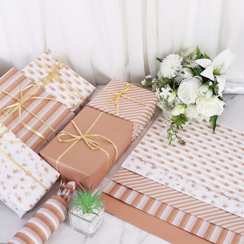 BEISHIDA 100 Sheets Rose Gold White Tissue Paper Bulk for Gift Wrapping Bag - color: rosegold