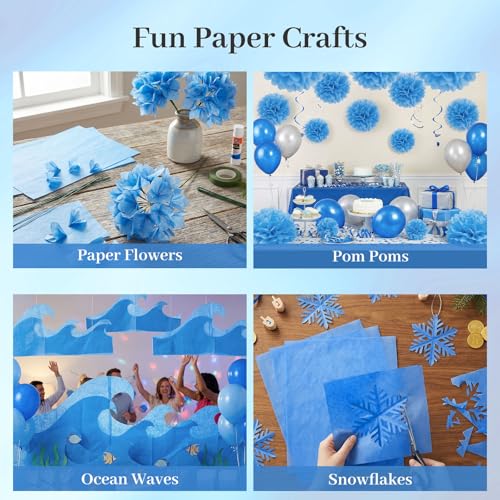 Koogel 330 Sheets Blue Tissue Paper, 14 X 10 inches - color: Blue