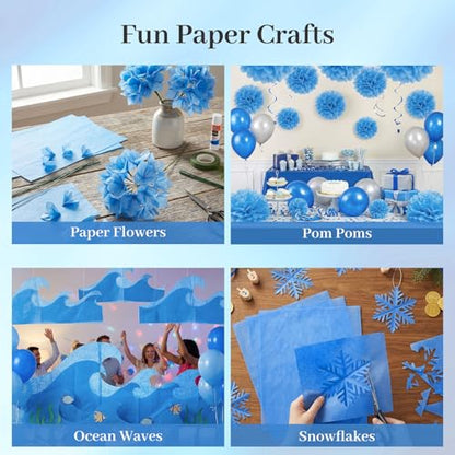 Koogel 330 Sheets Blue Tissue Paper, 14 X 10 inches - color: Blue