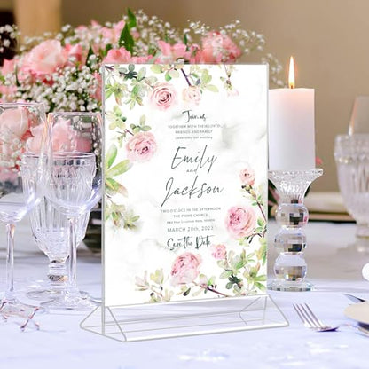 9 Pack Acrylic Sign Holder 8.5x11 Inch, Double Sided Clear Flyer Display Stand, Plastic Menu Stand, Table Top Sign Picture Paper Frames for Wedding table Number Office Store Restaurant