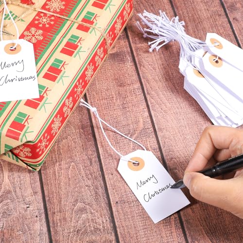 Prudiut 100 Pack Gift Tags with String 2.75'' x1.37'' White Price Tags
