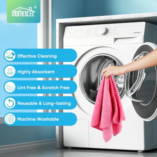 HOMEXCEL Pink Microfiber Cleaning Cloth, Microfiber Towels for Car, 12 Pack - color: Pink