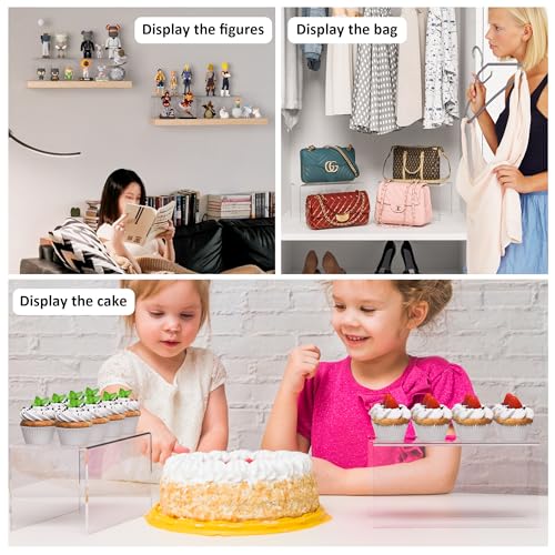 Sezanrpt Acrylic Shelf Riser 12x5.9x6 pack of 2, Large Acrylic Risers for Desserts, Cupcake, Toys, Collectibles, Merchandises, 12x5.9x6 Inch - color: Clear, size: 12x5.9x6 Inch