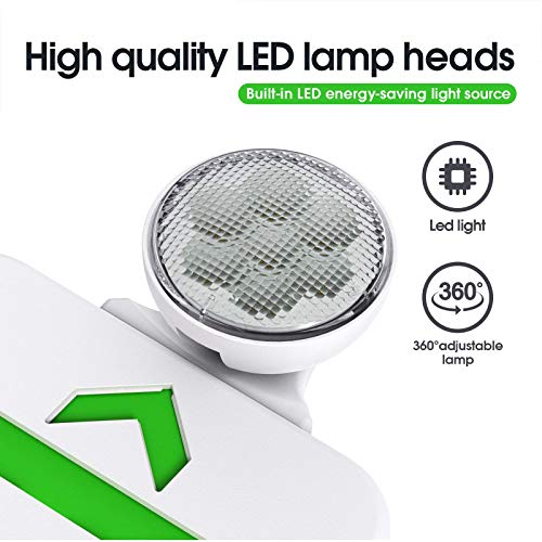 Green Led Exit Sign Emergency Light Combo Adjustable Two Head, Double Sided and Battery Backup Exit Light, Contractor Select, AC 120/277V (1 Pack) - size: 1