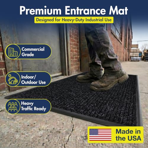Notrax 109 Industrial Door Mat, 3' x 4' Charcoal, Made in the USA - color: Charcoal, size: 3' x 4' (Rectangular)