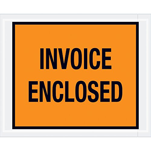 Aviditi PL17 Poly Envelope, Legend "PACKING LIST/INVOICE ENCLOSED", 4-1/2" Length x 5-1/2" Width, 2 mil Thick, Black on Orange (Case of 1000) - style: Full Face