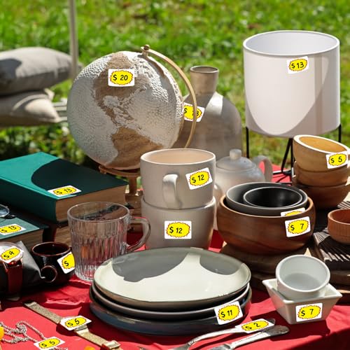 360Pcs Yard Sale Price Stickers - Multi-Use Garage Stickers With Space to Write Pricing - Removable Adhesive for Flea Markets, Retail, Estate Sales, Rummage - color: Yellow