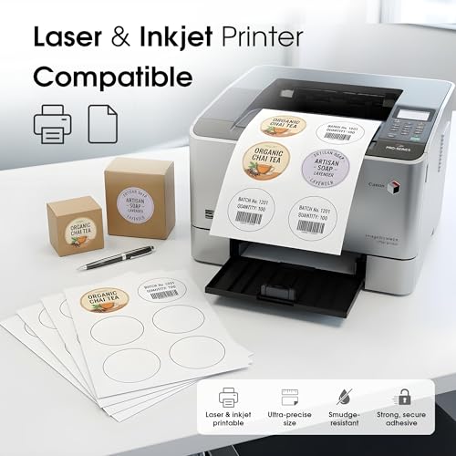 3 Inch Circle Labels for Laser & Inkjet, Spartan Industrial Template C006 - size: 3" Circle