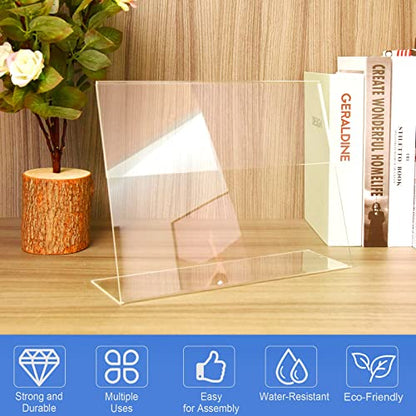 Acrylic Sign Holder 8.5 x 11 Horizontal 6 Pack Slant Back Acrylic Stands for Display Plexiglass Clear Acrylic Display Stands for Ad Frame, Picture Photo Frames, Promotions, Restaurants, Office - size: Horizontal 6 pack 8.5 x 11 inches