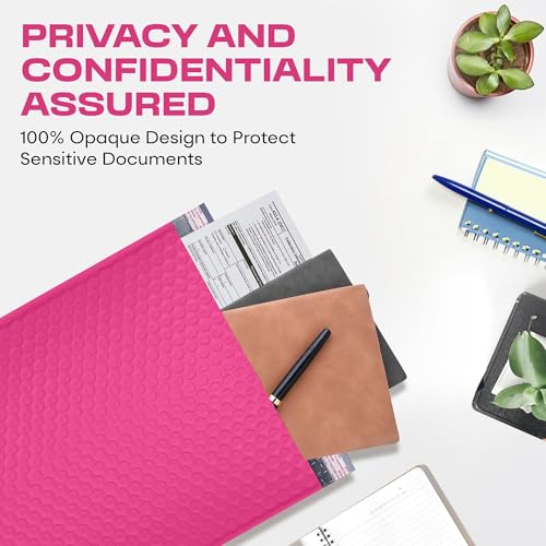 Hot Pink Bubble Mailers 4x8, Self Seal Poly Padded Envelopes #000, 500 Pack - color: Hot Pink, size: 4"x8" / 500 Pack