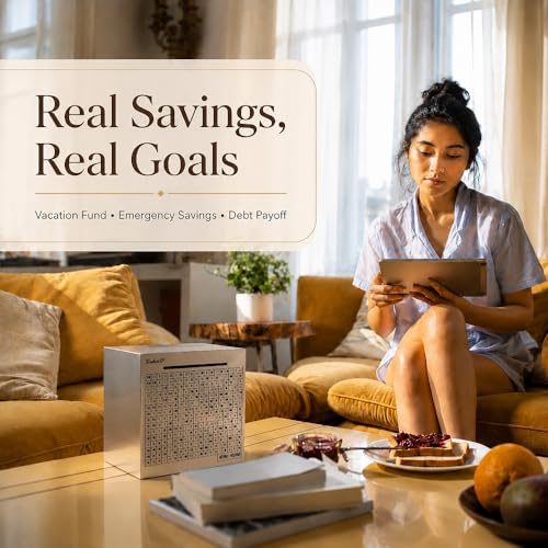 Cash Vault Money Saving Box Stainless Steel Piggy Banks for Adults with Counting 5000 Dollars Target Kids Safe Metal Large Money Break to Open Coin Pan - color: 4.72in-5000 Dollars