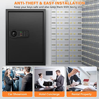 144 Keys Anti-Theft Fireproof Key Cabinet Wall Mount with Combination Lock