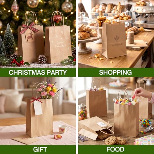 OUTUXED 3300pcs Small Gift Bags, Brown Paper Bags with Handles - color: Brown 5.25x3.2x8in, size: 1 Count (Pack of 3300)