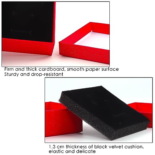 Gift Box Necklace Earring Ring Box Gift Box,12 Pieces Square Cardboard Jewelry Gift Boxes,Cotton Filled Cardboard Paper Jewelry Box Gift Case (3.5x3.5x1.25 Inches) (Red) - color: Red