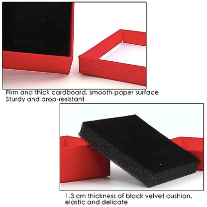 Gift Box Necklace Earring Ring Box Gift Box,12 Pieces Square Cardboard Jewelry Gift Boxes,Cotton Filled Cardboard Paper Jewelry Box Gift Case (3.5x3.5x1.25 Inches) (Red) - color: Red