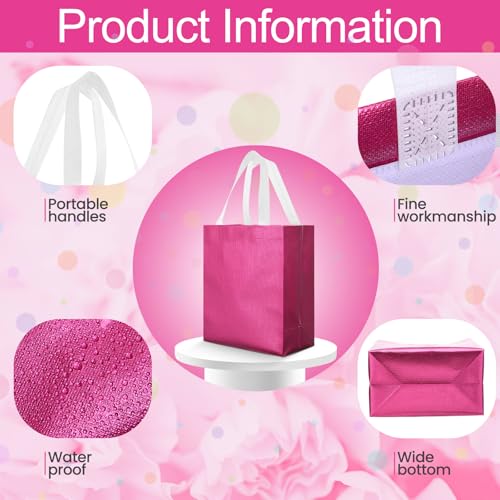Eccliy 80 Pcs Reusable Gift Bags, Medium, Hot Pink - color: Hot Pink, size: Medium