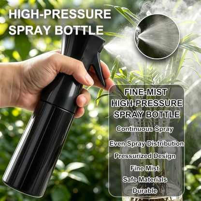 3 Pack Continuous Spray Bottle Atomizing Mister for Hair,Plants,Cleaning,Travel Fine Mist Water Spray Bottles for Styling,Refillable Empty Spray Bottles,Blue&Yellow&Black(200ml) - color: E