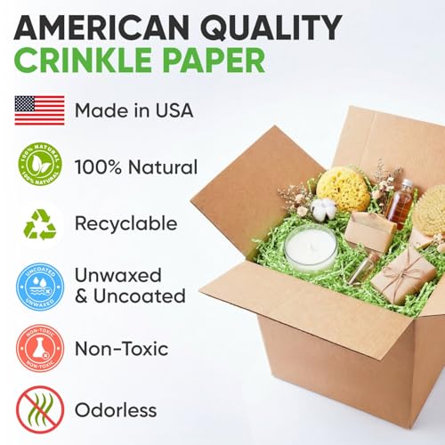 1 Cu Ft Ready To Ship Carton with Light Green Crinkle Paper 12x12x12" - color: Light Green, size: Single Wall Box